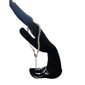 NTW White Faux Pearl beaded ankle Bracelet anklet with silver chain claw clasp.